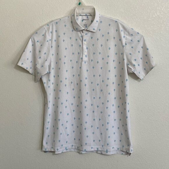 johnnie-O Other - Johnnie O Men’s White Printed Short Sleeves Button Up Shirt Size L